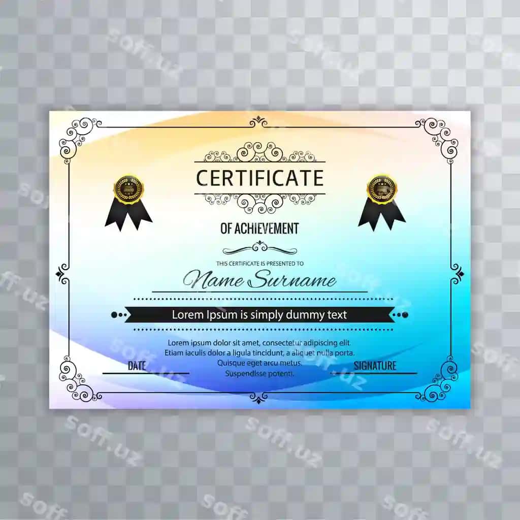 Abstrakt rangli sertifikat shablon dizayni | Abstract colorful certificate template design