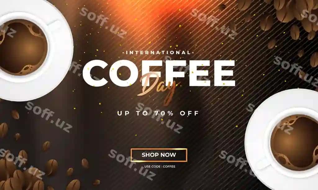 Zamonaviy premium xalqaro Kofe kun salom berish dizayni | Modern premium international coffee day greeting design