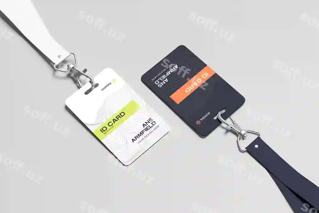 Ikkita ID guvohnoma ip bilan mukammal korporatsiya xodimlarining identifikatsiyasi | Two id cards with lanyards perfect corporate employee identification