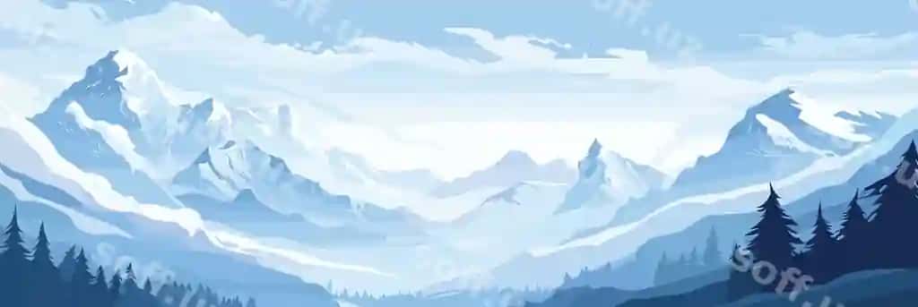 To'p qoralar qor bilan qoplangan to'p qoralar silueti vektor illustratsiyasi | Mountain range with snowed peaks silhouette vector illustration