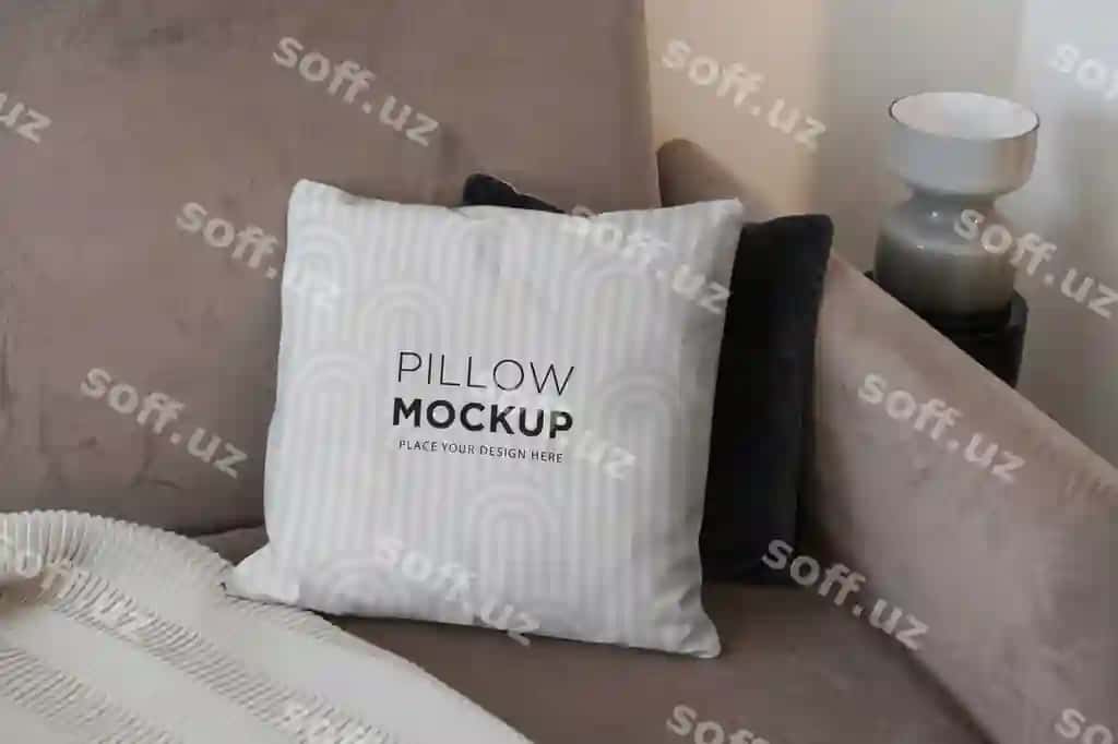 Kvadrat pillo mockup zamonaviy interyer | Square pillow mockup modern interior