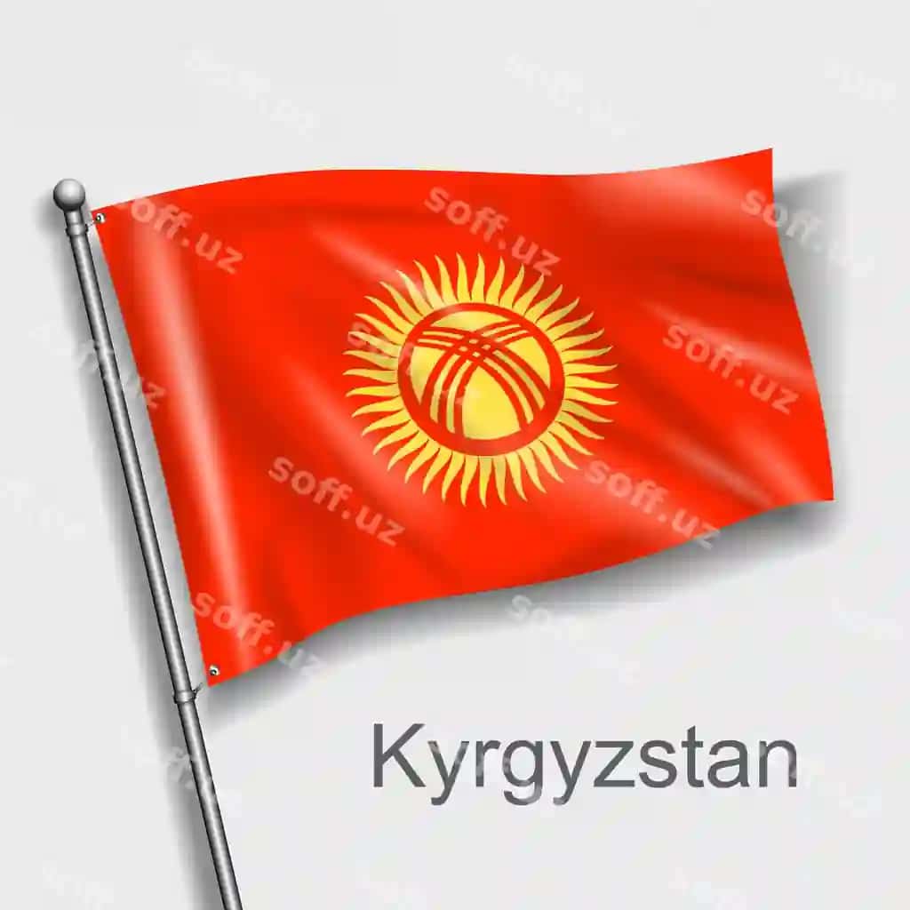 Qirgʻiziston Respublikasining Milliy Bayrogʻi Osiyoda | National flag kyrgyzstan asia