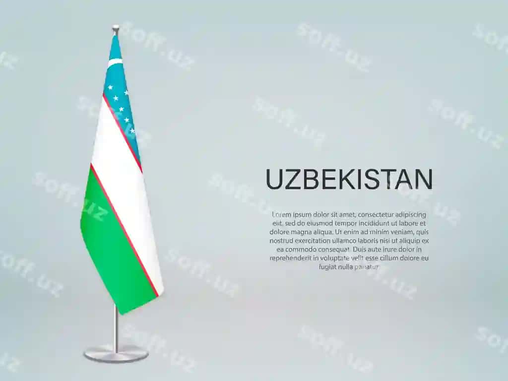 O'zbekiston bayroq asos shabloni konferensiya bander uchun | Uzbekistan hanging flag stand template forconference banner