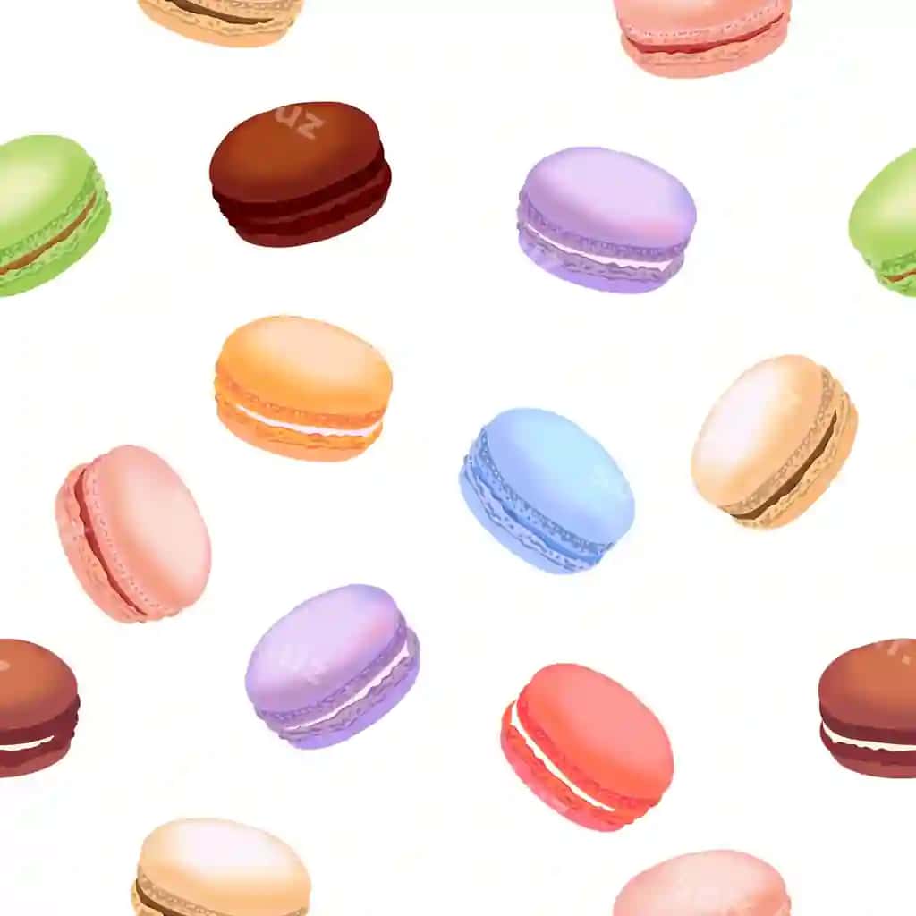 Uzilmaydi naqsh rangli makaron shirinlikalari bilan | Seamless pattern with colorful macaroon cookies