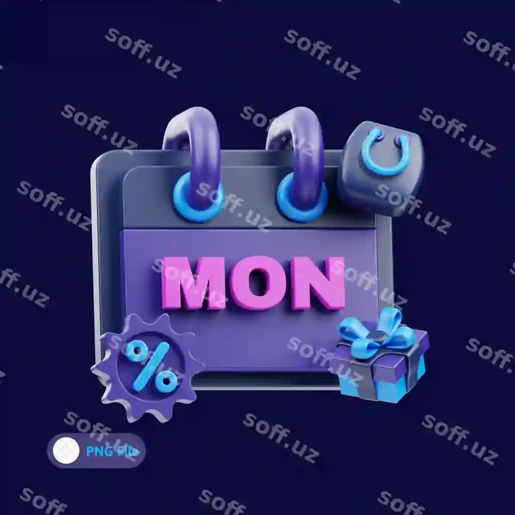 Cyber Monday kalendar 3D illustratsiyasi | Cyber monday calendar 3d illustration