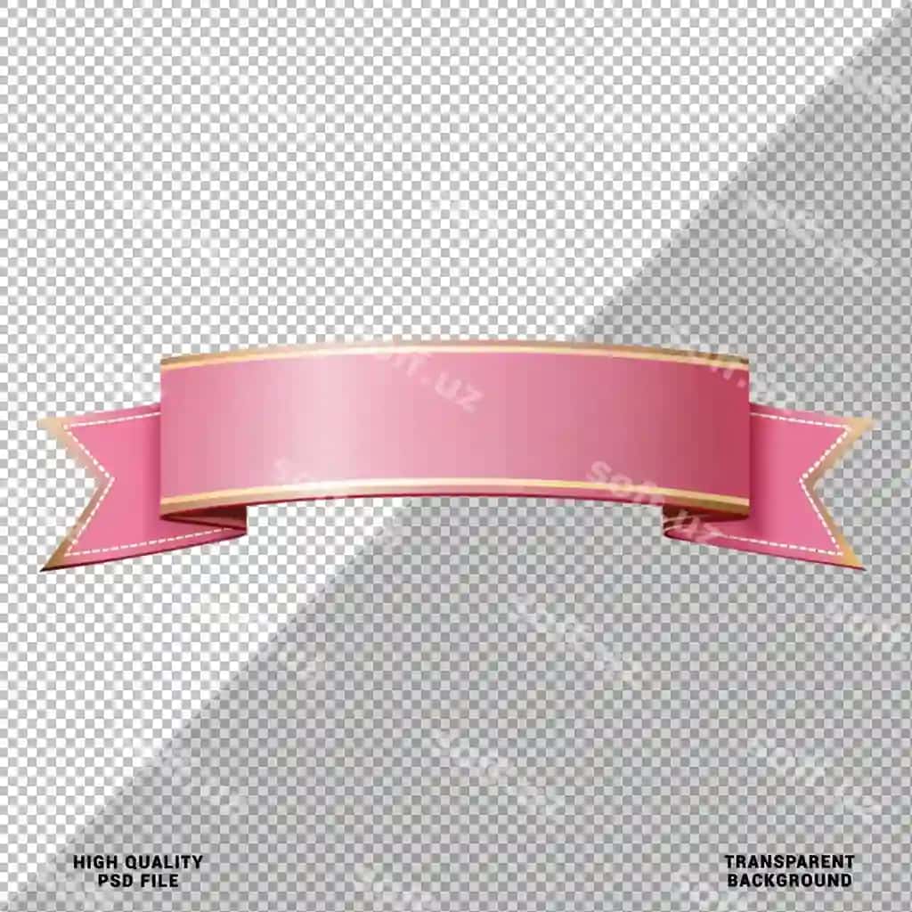Pushti lenta banner bo'sh etiket matni ajraltirilgan shaffof orqa fonda | Pink ribbon banner empty label text isolated transparent background