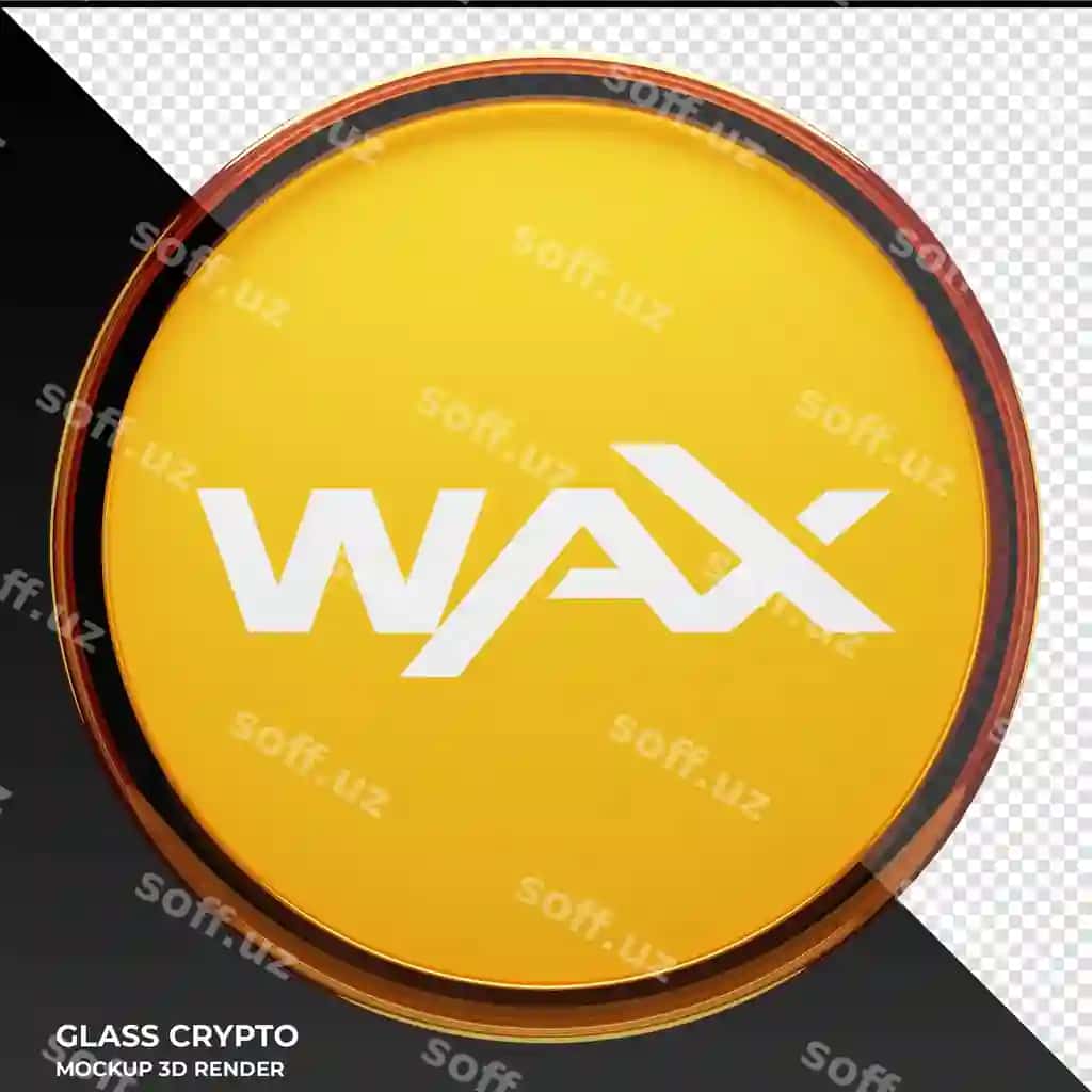 Mum mum shisha kriptovalyuta coin 3d illustratsiyasi | Wax waxp glass crypto coin 3d illustration