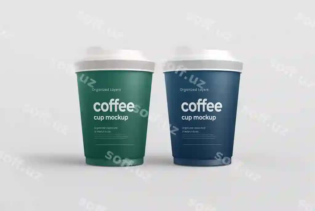 Kofe chashka maketi ikki rangli taqdimot brending reklama | Coffee cup mockup dualcolor presentation branding advertising