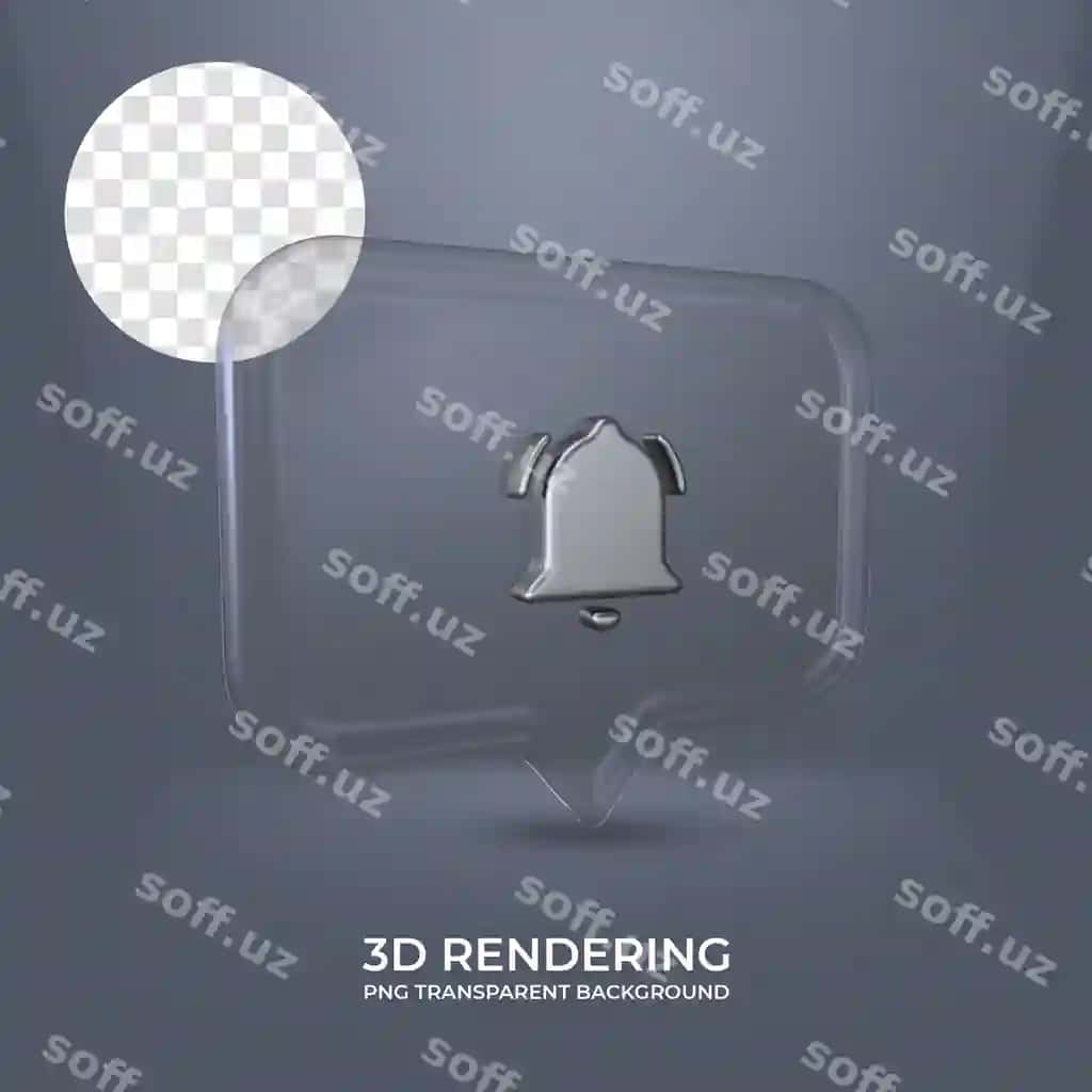 Bell beligi steklyan ramkali 3D render | Bell icon with glass frame 3d rendering