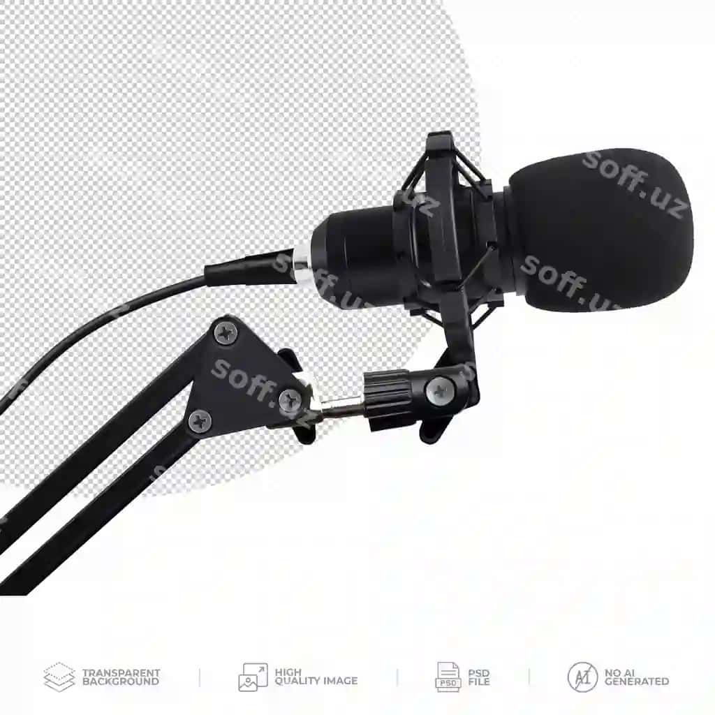 Kasb etkin studiya mikrofoni shamol ekrani filteri shaffof bilan | Professional studio microphone with windscreen filter transparent