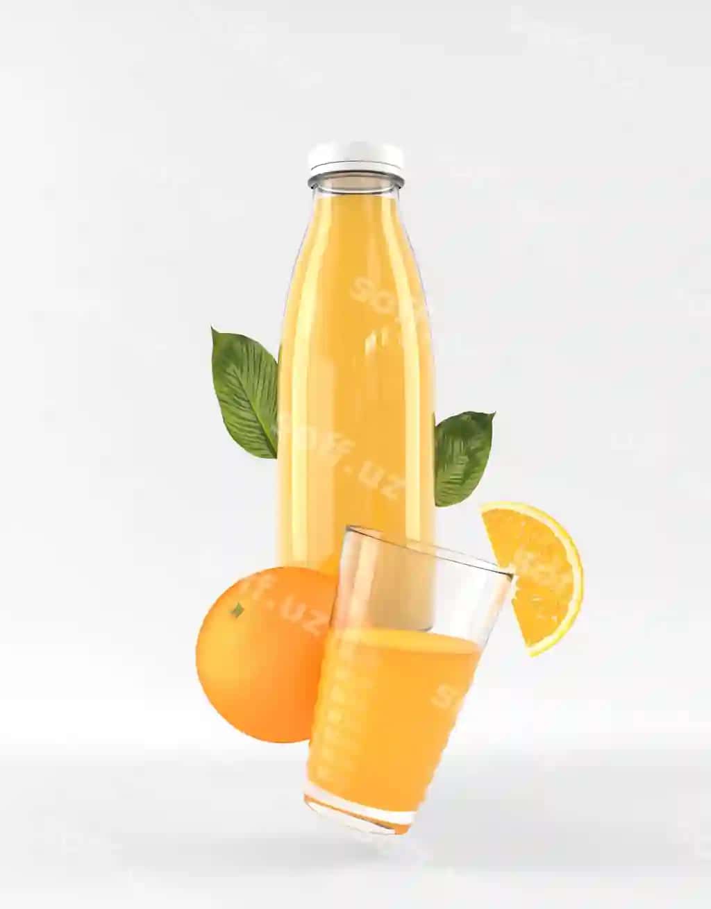 Meva suvi anqar steklyo shisha namuna dizayni | Fruit juice clear glass bottle mock up design