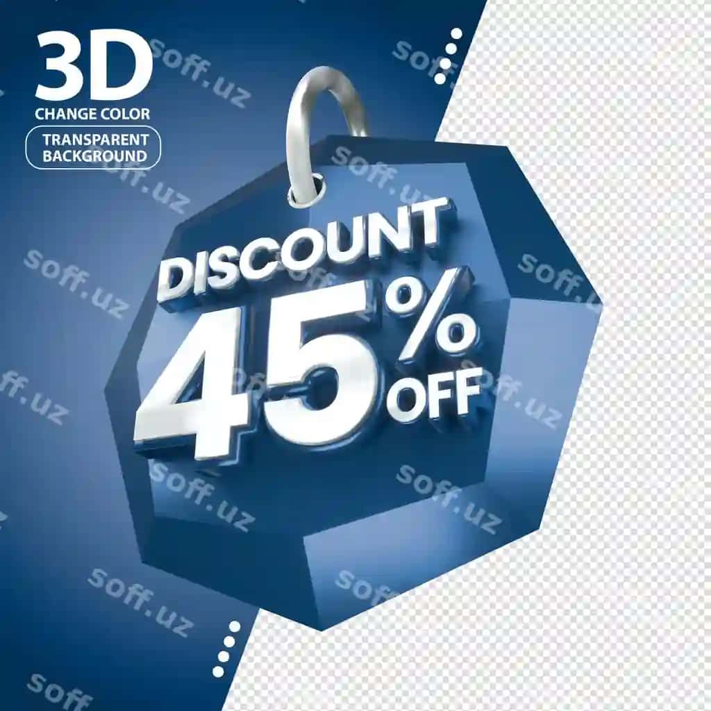3d sotuv ko'k oq chegirma narx belgisi kompozitsiya 45 foiz ajoyib | 3d sales blue white discount price tag composition 45 percent amazing