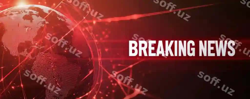 Qizil fonda to'q qizil matnli so'nggi yangiliklar grafikasi | Breaking news graphic with red background dark red text
