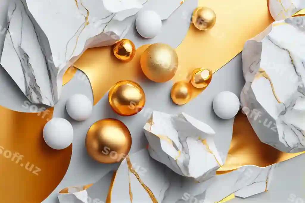 Oltin oq marmurlar oltin oq fon | Gold white marbles gold white background
