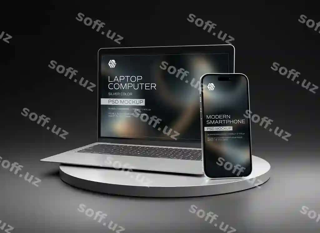 Telefon noutbuk ajraltirilgan qora ekran namunasi | Mobile phone laptop isolated black display mockup