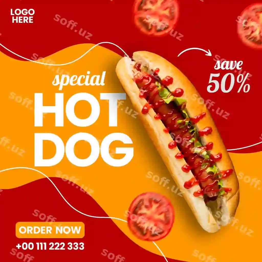 Ovqat menyu ijtimoiy media dizayn shabloni | Food menu social media design template