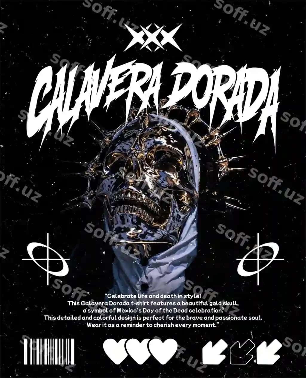 Oltin berkut futbolka dizayni | Calavera dorada tshirt design