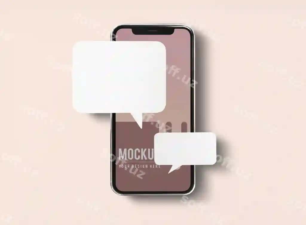 Chat xabar yuborish mobil telefon namunasi | Chat messaging mobile phone mockup