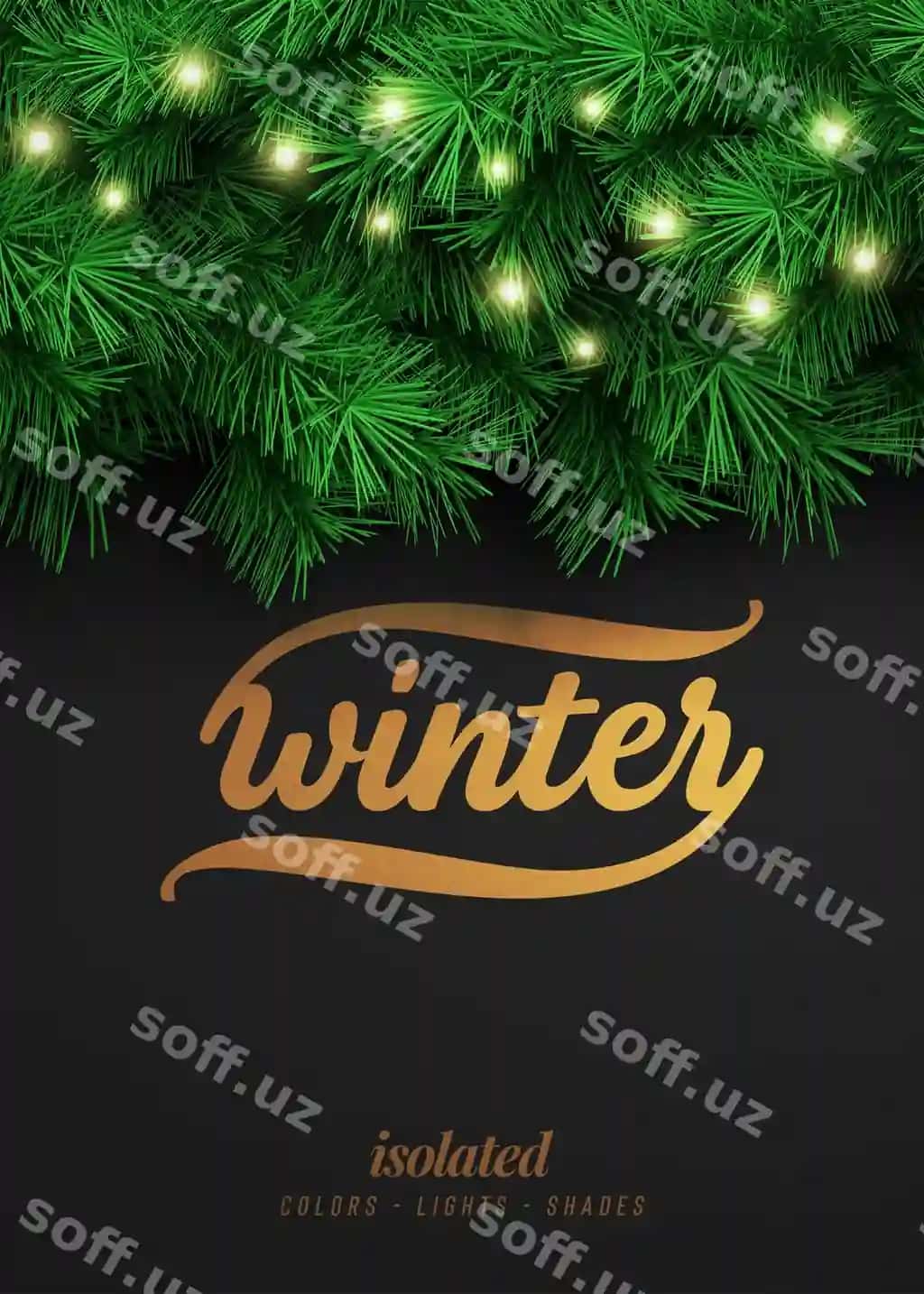 Yangi yil qishli fonda yolka dalları bilan mockup reklama | New year winter background mockup with christmas tree branches promotion