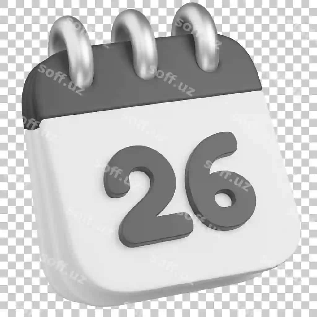 Zamonaviy 3 o'lchovli taqvim ikonasi 26-sonli kunni ko'rsatuvchi | Modern 3d calendar icon showing day 26