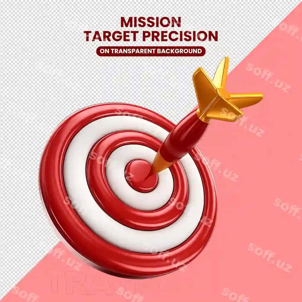 Mision maqsadi aniqlik to'g'rilik muvaffaqiyat tushuncha 3D | Mission target precision accuracy success concept 3d