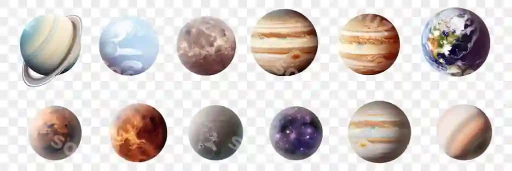 Quyosh sistemasi sayyoralari to'plami ajralangan fonda | Set solar system planets isolated background