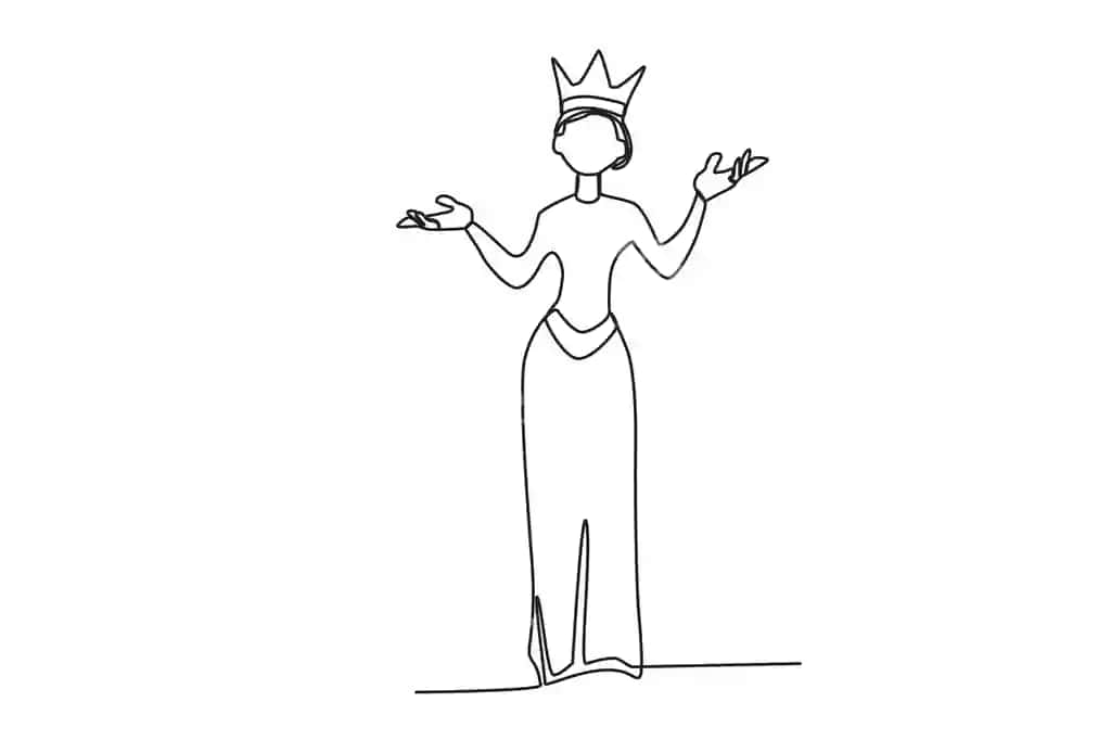 Qirola sarovi marosimi qirola bitta chiziqla chizilgan rasm | Queen coronation ceremony queen oneline drawing