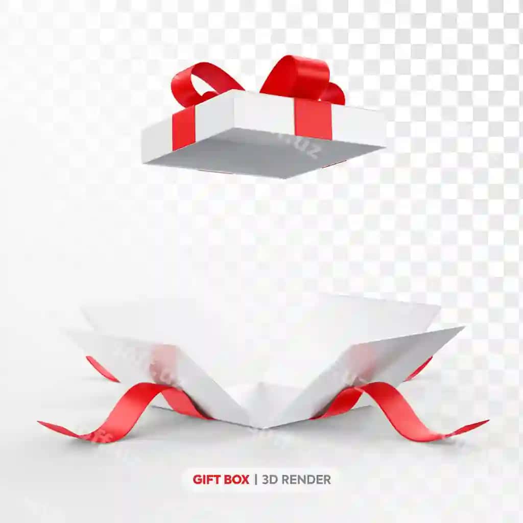 Oq qizil sovg'a qutisi 3d render | White red gift box 3d render