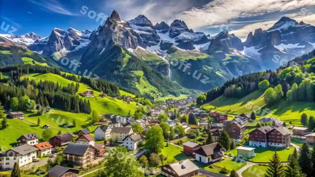 Switariya Engelberg Alp togʻlari panorama koʻrinishi | Switzerland engelberg alps panorama view