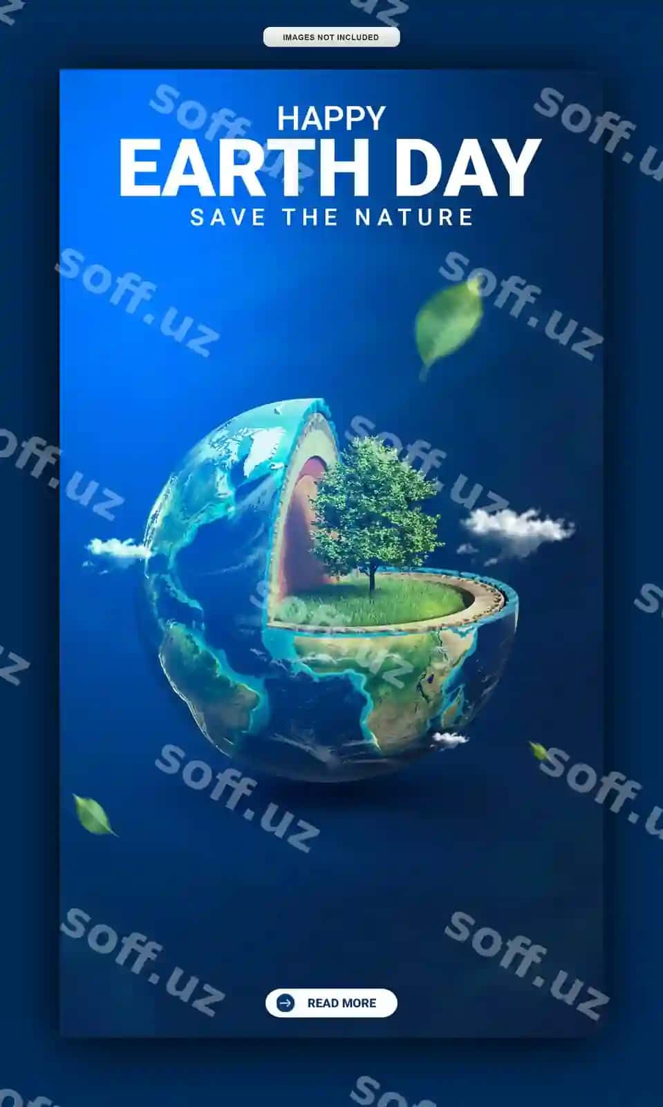Baxromli Yer kuni Tabiatni saqlang Insta FB Story PSD | Happy earth day save nature insta fb story psd
