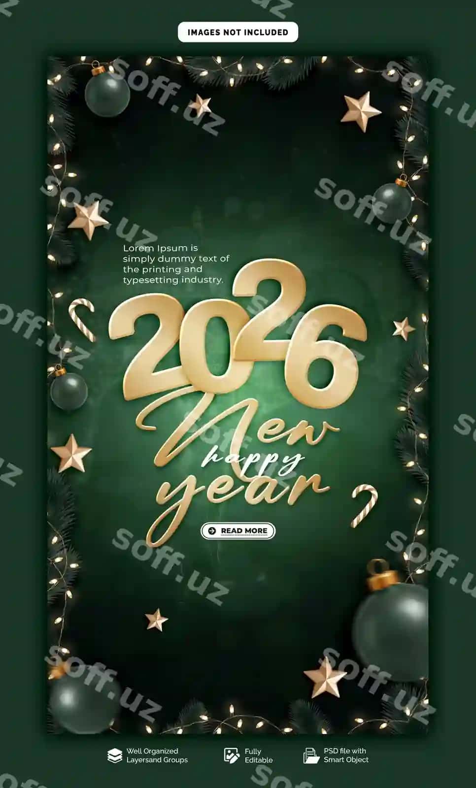 Baxtiyor yangi yil 2026 bayrami Instagram Facebook hikoya post dizayni | Happy new year 2026 celebration instagram facebook story post design