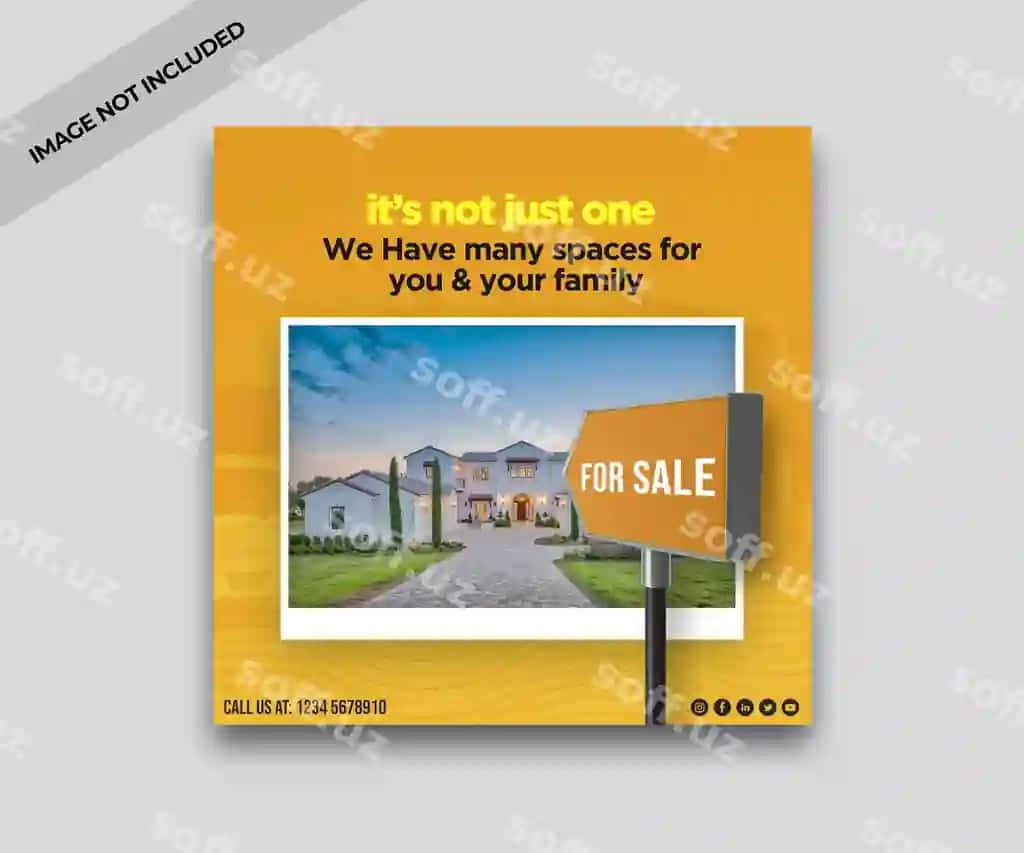 Menzil uy xususiyati Instagram post kvadrat veb banner reklama | Real estate house property instagram post square web banner promo