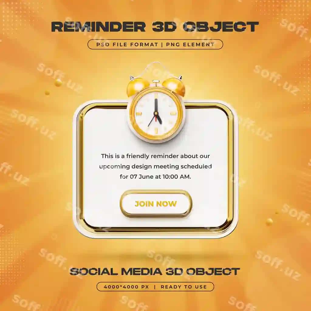 Ogohlantirish xabari ajraltirilgan 3D illustratsiya | Alarm notification isolated 3d illustration