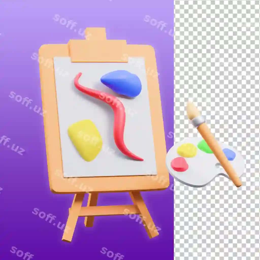 San'at fani maktab 3d illustratsiyasi | Art subject school 3d illustration