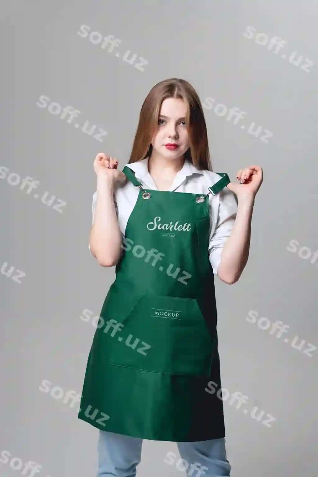 Premiyalar logotipi mockup yashil favvina | Premium logo mockup green apron