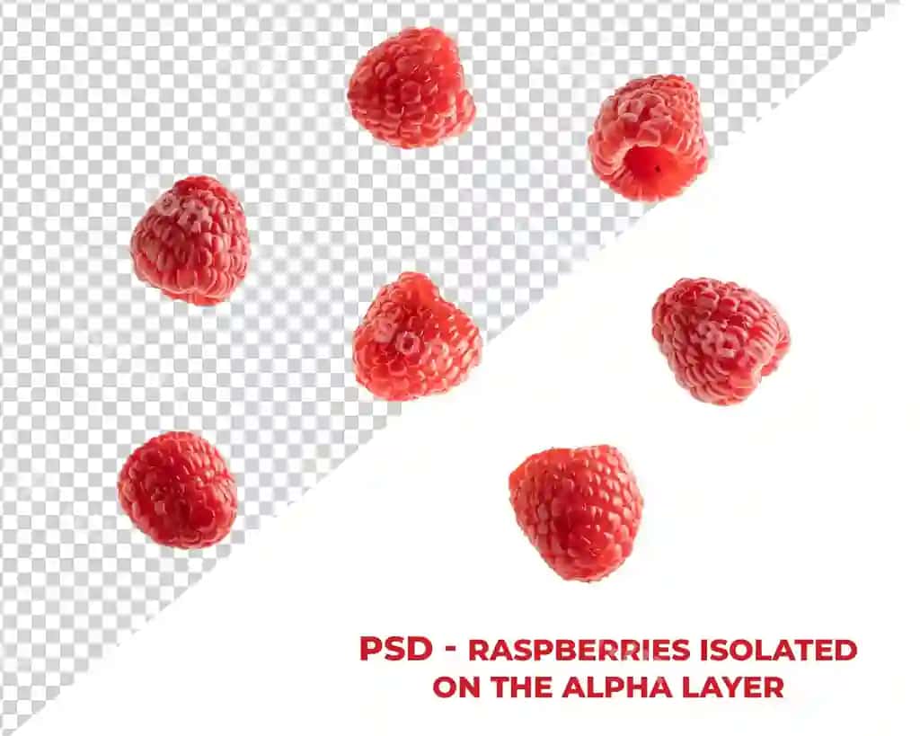 Psd o'sh shirin ajraltirilgan alpha katman | Psd raspberry isolated alpha layer