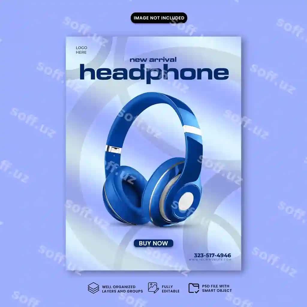 Hozir xarid qilish onlayn qurilmalar kvadrat flyer quloqchinlar bilan | Shop now devices online square flyer with headphones