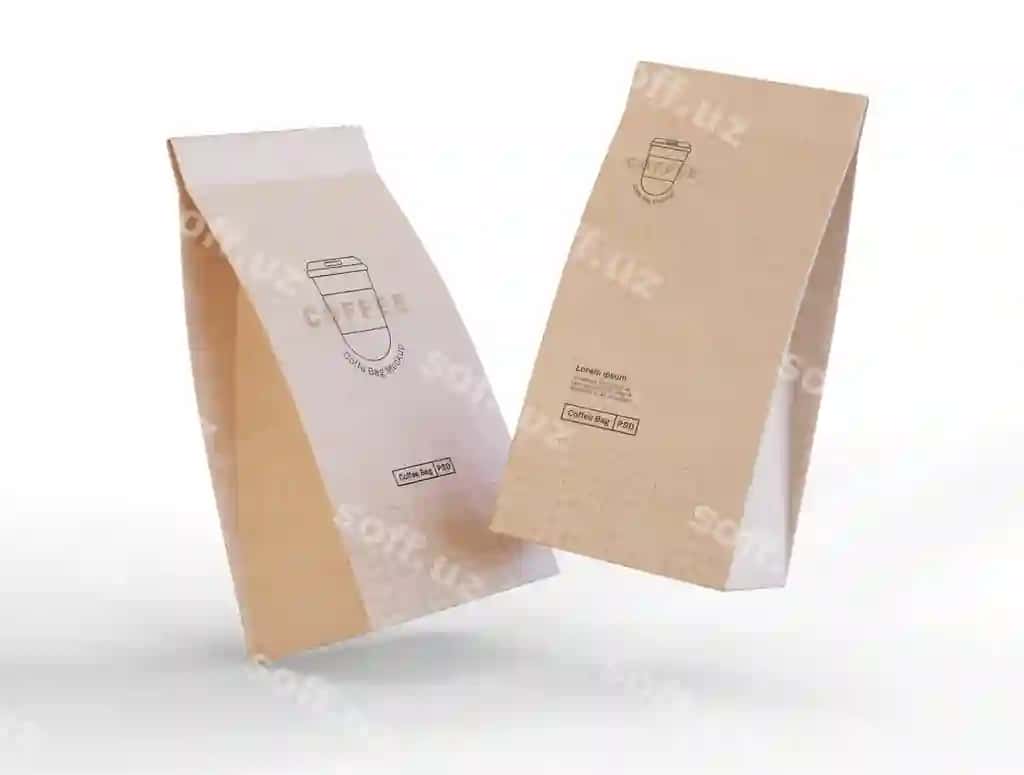 Qog'oz kofe qopqlari namunasi | Paper coffee bags mockup