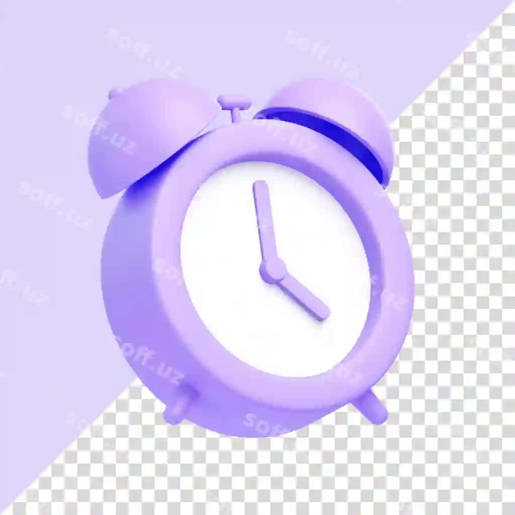 Binafshe rangli soat ikonasi ajraltirilgan binafshe rangli fonda 3d ikon belgisi | Purple alarm clock icon isolated purple background 3d icon sign