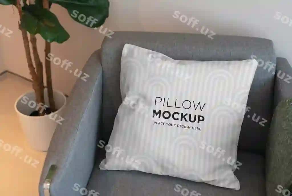 Kvadrat pilloqa mockup zamonaviy interyer | Square pillow mockup modern interior
