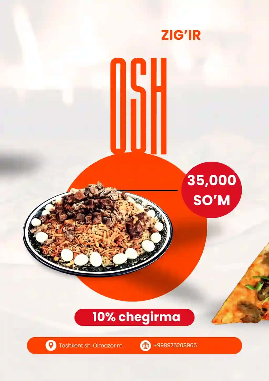 Restoran va oshxonalar uchun reklama posteri