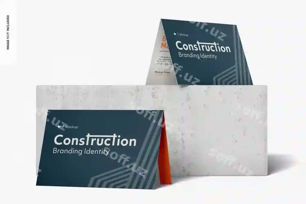 Ikki qavatli vizitkalar maketi | Bi fold business cards mockup