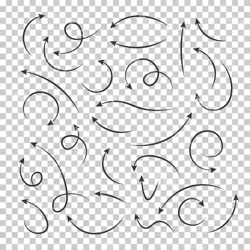Vektor chiziqlar to'plami qora yo'nalish belgilari chizish o'q | Vector line arrows collection black direction symbols drawing arrow