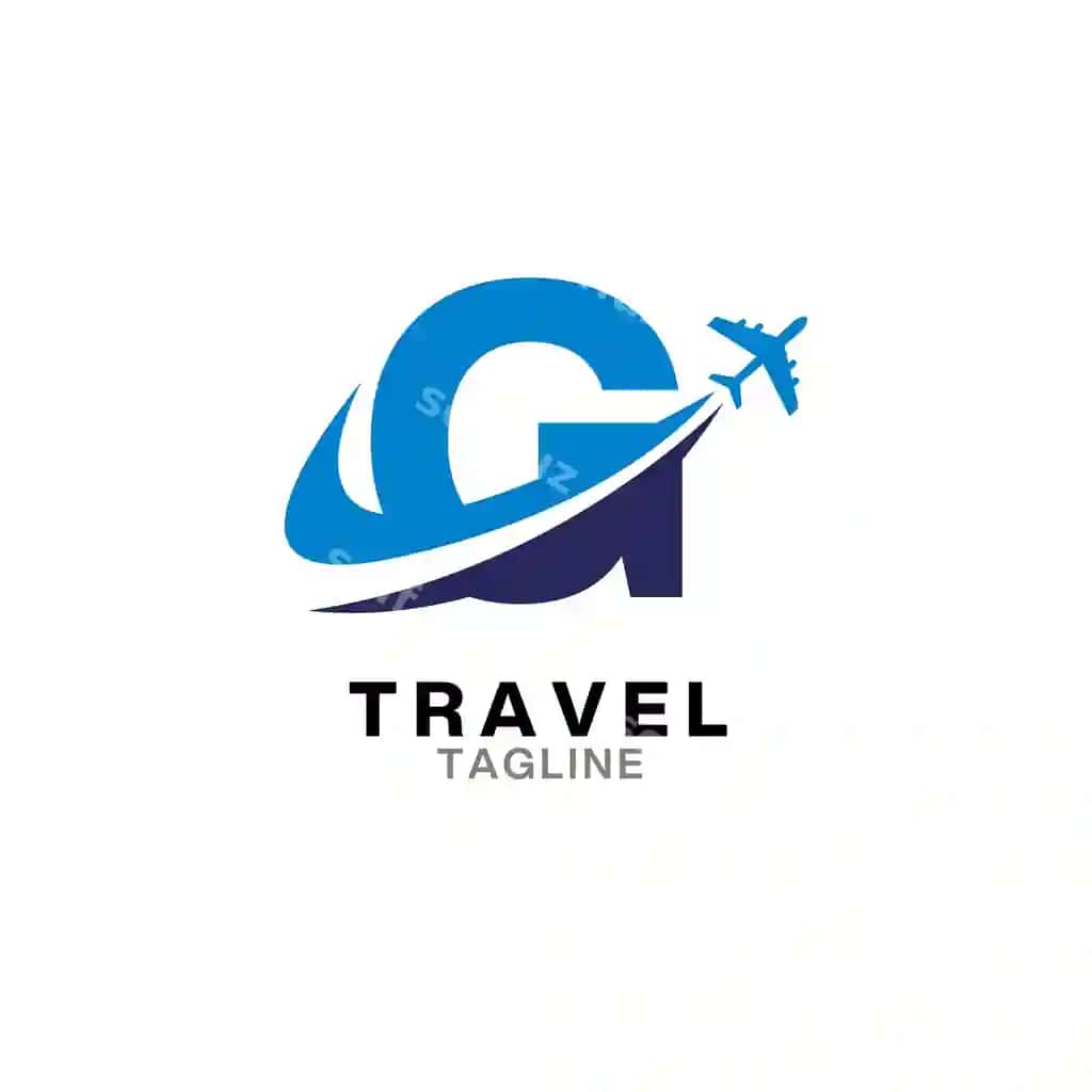 G harfli sayohat logotipi samolyot ikonkali shablon | G letter travel logo with plane icon template