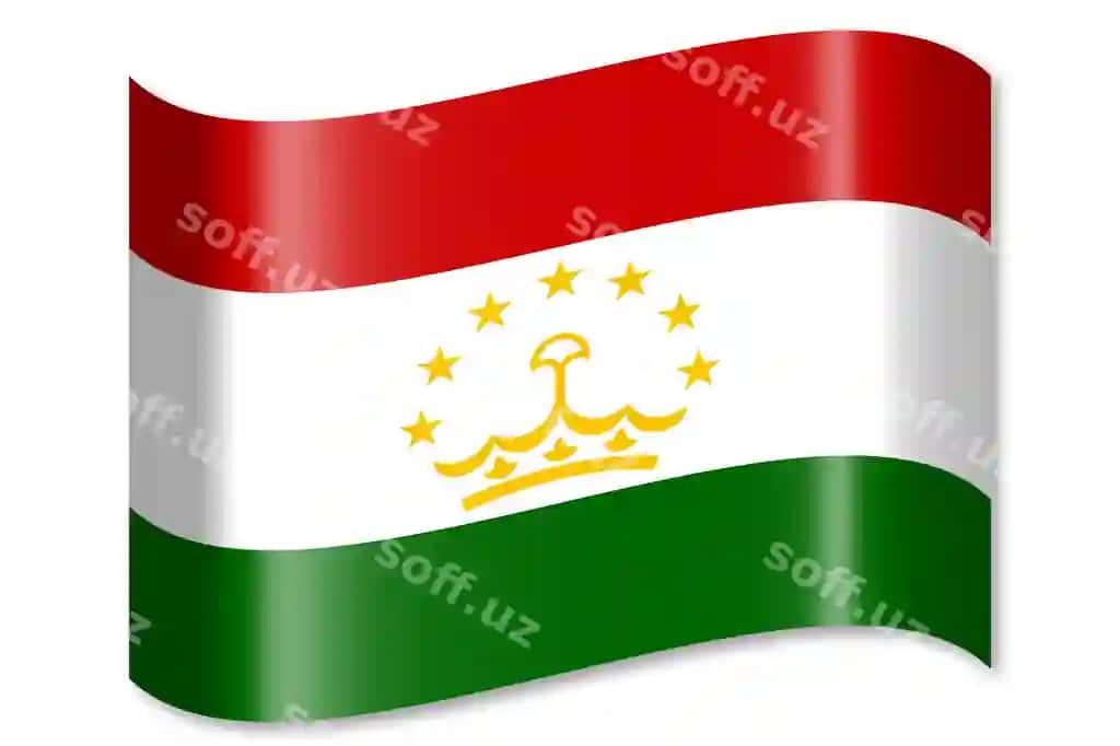 Tajikiston davlat bayrog'i oq fonda dalalayotgan | Tajikistan waving country flag white background