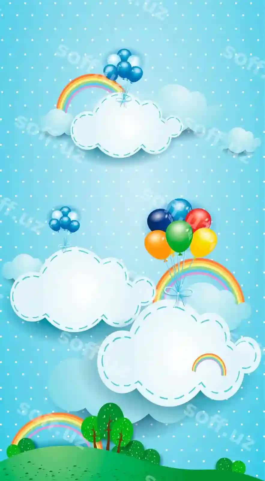 Ko'kalamoq sharqlar bulutlar | Rainbow balloons clouds