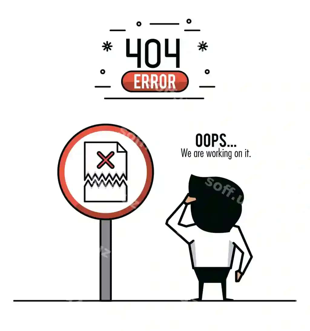 404-xato infografikasi oq fonda | Error 404 infographic white background