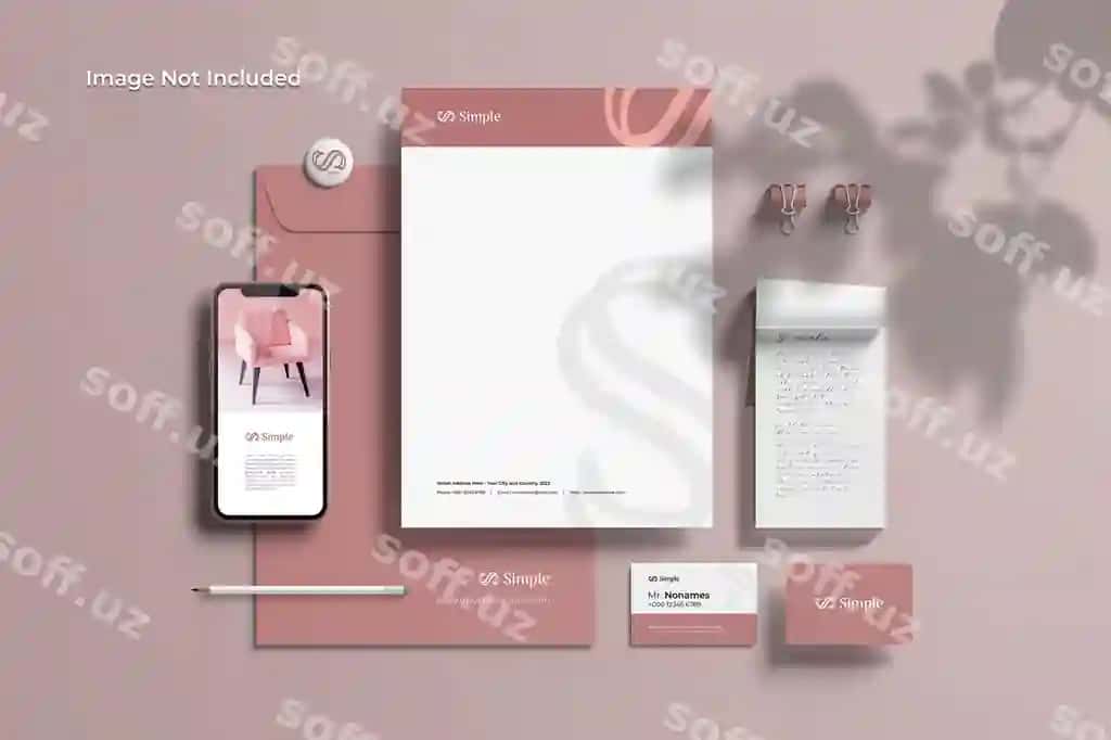 Qog'ozlar brend identifikatsiyasi namuna sahna yaratuvchi | Stationery branding identity mockup scene creator