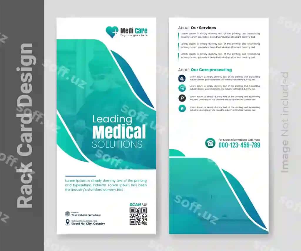 Tibbiy sog'liqni saqlash flyer dizayni rack card leaflet shablon | Medical healthcare dl flyer design rack card leaflet template