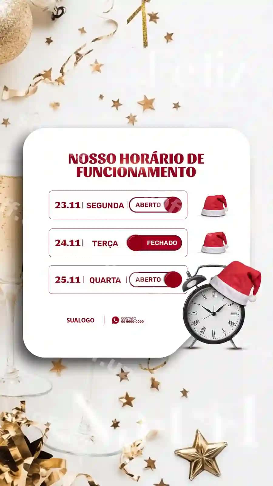 Bizning Natal jadval banneri | Nosso horario de de natal banner